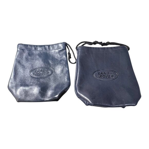 Empty Land Rover Drawstring Leather Pouch Travel Bag Organizer Blue Gray Set 2 - Picture 2 of 7